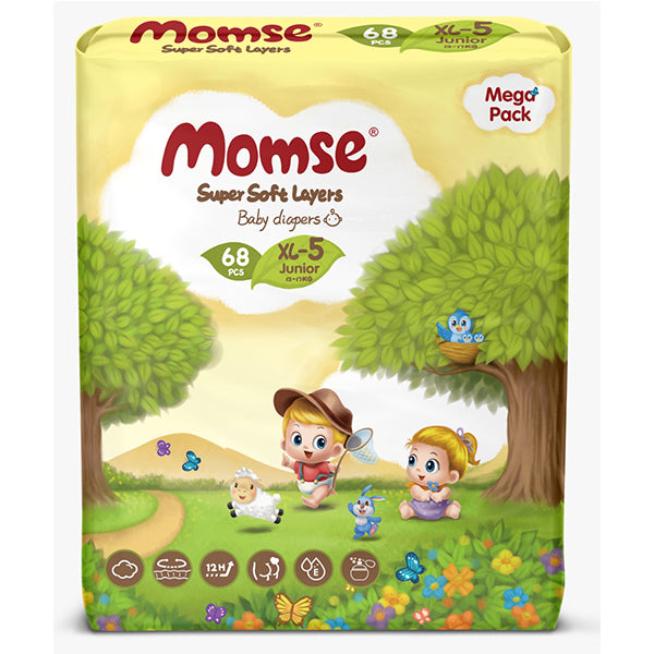 MOMSE DIAPERS XL-5 68 PCS