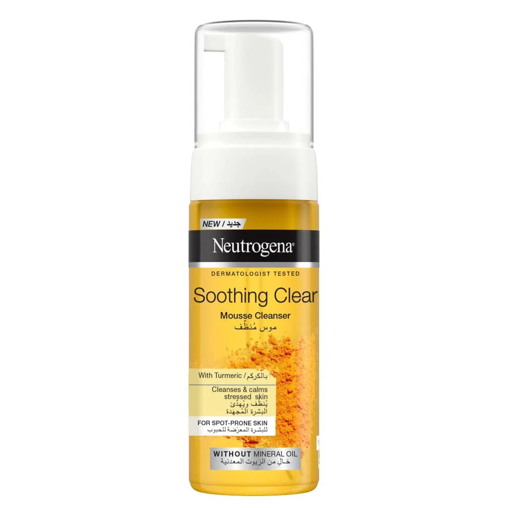 Neutrogena Soothing Clear Mousse Cleanser 150ml Foaming Face Wash for Acne-Prone Skin