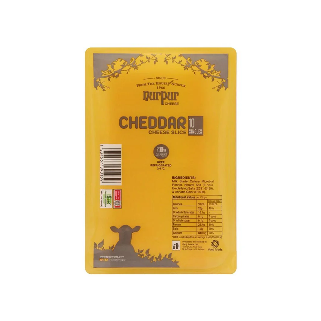 NURPUR CHEDDAR CHEESE SLICES 10PCS