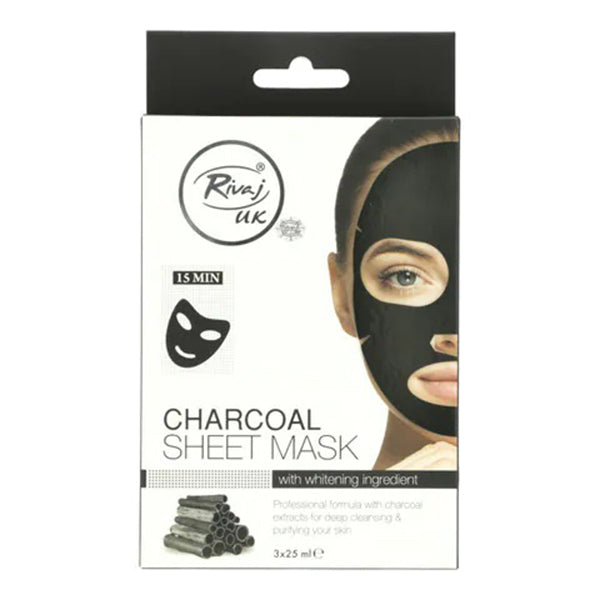 RIVAJ CHARCOAL SHEET MASK 3PCS 25ML