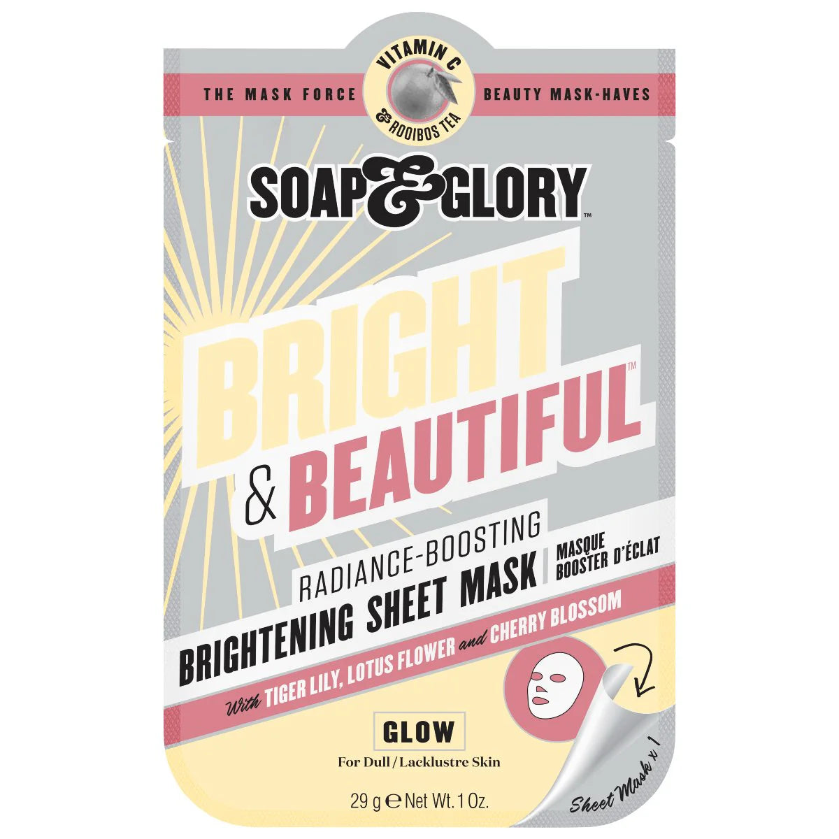 Soap & Glory Bright & Beautiful Sheet Mask 19g | Radiance Face Mask