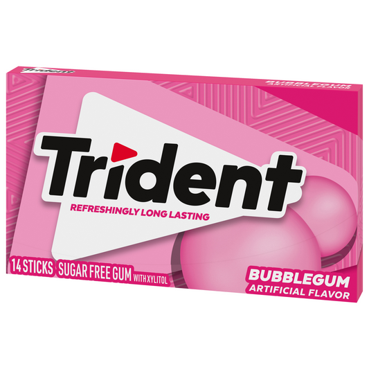 TRIDENT BUBBLE GUM SUGAR FREE ARTIFICIAL FLAVOUR 14STICKS