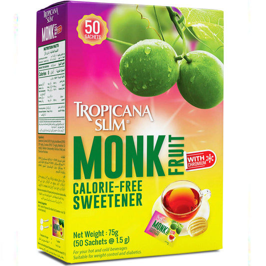 TROPICANA SLIM MONK FRUIT CALORIE-FREE SWEETENER 50 SACHETS
