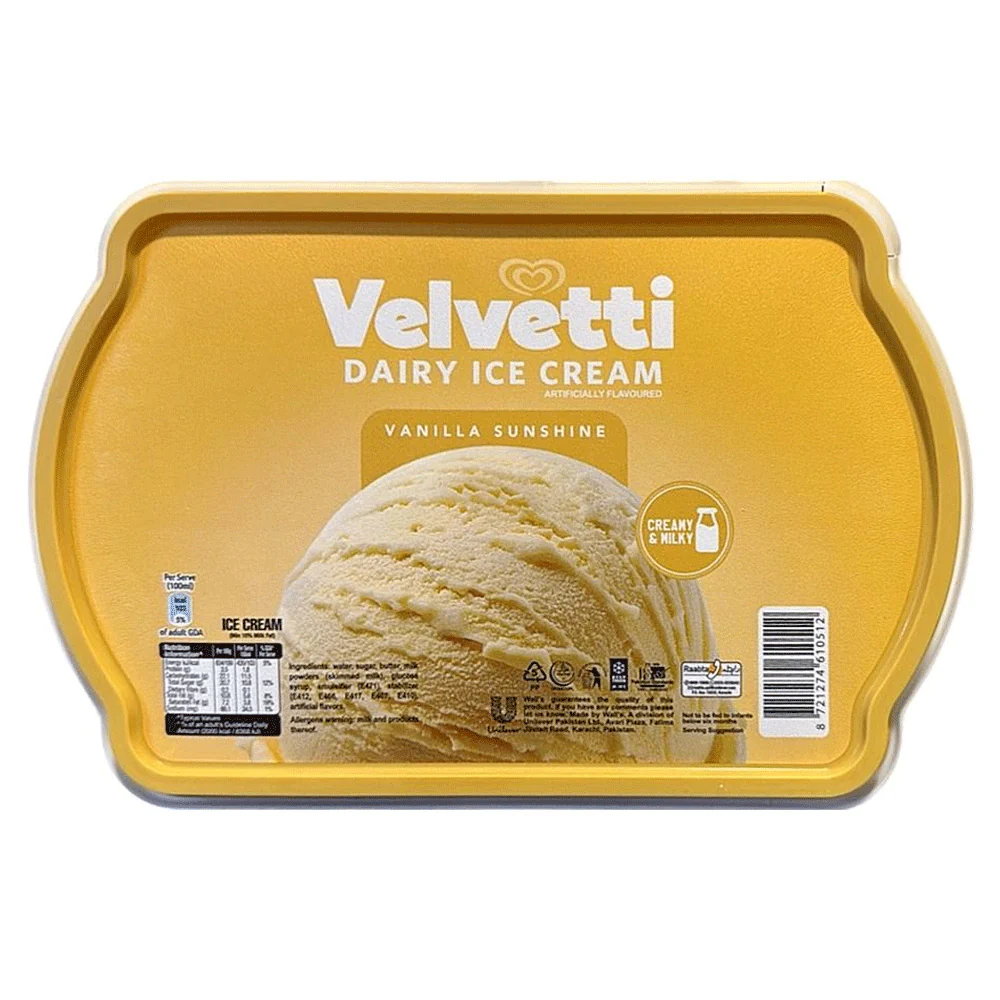 WALLS VELVETTI VANILLA DAIRY ICE CREAM SUNSHINE BKT 1.3 Ltr