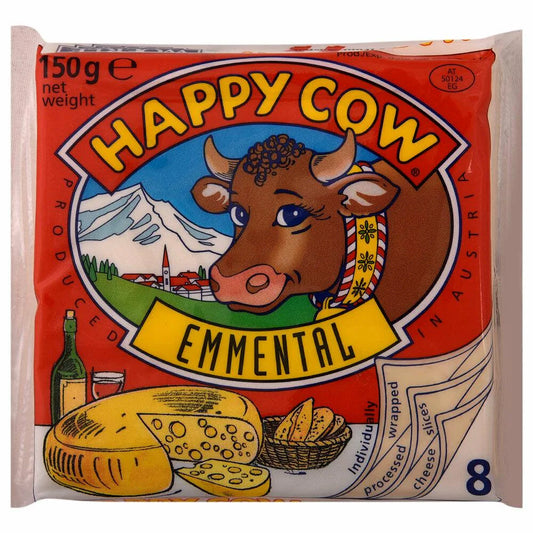 HAPPY COW EMMENTAL SLICE CHEESE 150G