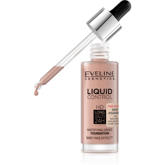 Eveline Liquid Control Foundation 24H 32ML – 025 Light Rose | Long-Lasting Matte